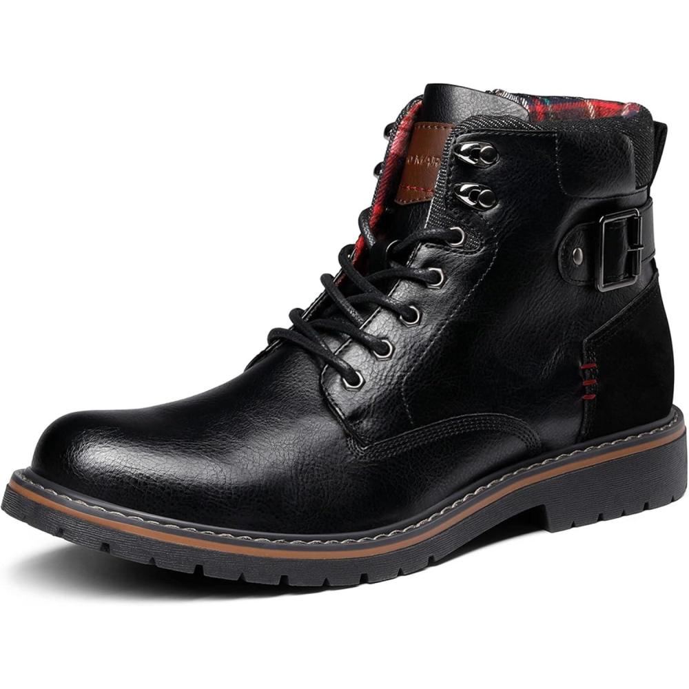 imageBruno Marc Bottes de Moto Classiques pour Hommes avec Fermeture  Lacets et Fermeture clair Latrale Botte Confortable pour TravailNoir