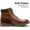 Bruno Marc Bottes de Moto Classiques pour Hommes avec Fermeture à Lacets et Fermeture Éclair Latérale Botte Confortable pour Travail(Brun)
