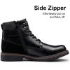 Bruno Marc Bottes de Moto Classiques pour Hommes avec Fermeture à Lacets et Fermeture Éclair Latérale Botte Confortable pour Travail(Noir)