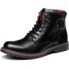 Bruno Marc Bottes de Moto Classiques pour Hommes avec Fermeture à Lacets et Fermeture Éclair Latérale Botte Confortable pour Travail(Noir)