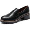 DREAM PAIRS Mocassin Femme Chaussures Plates Confortable avec Talon Mi-Haut Porter à Enfiler Mocassins Loafer(Noir Pu)
