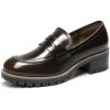 DREAM PAIRS Mocassin Femme Chaussures Plates Confortable avec Talon Mi-Haut Porter à Enfiler Mocassins Loafer(Pu Marron)