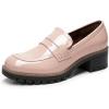 DREAM PAIRS Mocassin Femme Chaussures Plates Confortable avec Talon Mi-Haut Porter à Enfiler Mocassins Loafer(Rose Pat)