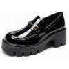 DREAM PAIRS Mocassin Femme Confortables à Plateforme, Mocassins en Cuir à Enfiler, Chaussures Loafers Habillées pour Bureau et Quotidien(Noir Pat)