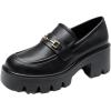 DREAM PAIRS Mocassin Femme Confortables à Plateforme, Mocassins en Cuir à Enfiler, Chaussures Loafers Habillées pour Bureau et Quotidien(Noir Pu)