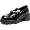 DREAM PAIRS Mocassins Femme Chunky à Enfiler avec Semelle Épaisse Confortable, Chaussures Plates Loafers(Noir Pat)