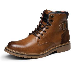 Bruno Marc Bottes de Moto Classiques pour Hommes avec Fermeture à Lacets et Fermeture Éclair Latérale Botte Confortable pour Travail(Brun)