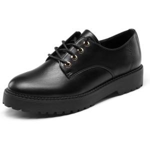 DREAM PAIRS Chaussures Classiques Oxford à Lacets pour Femmes, Chaussures d&rsquo;affaires Confortables pour Femmes.(Noir Pu)