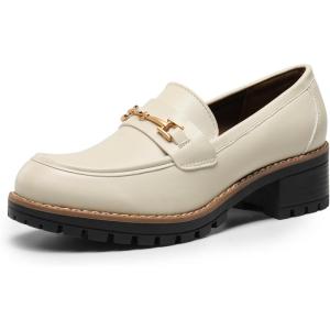 Dream Pairs Mocassins Femme Confort à Enfiler avec Semelle Plateforme Chaussures Loafers(Beige Pu)