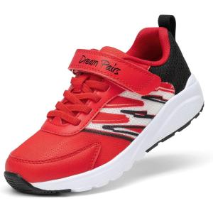 DREAM PAIRS Basket Enfant Garçon Fille Légères Respirantes Confortables Chaussures de Tennis pour Sport Quotidien et Course(Rouge Noir)