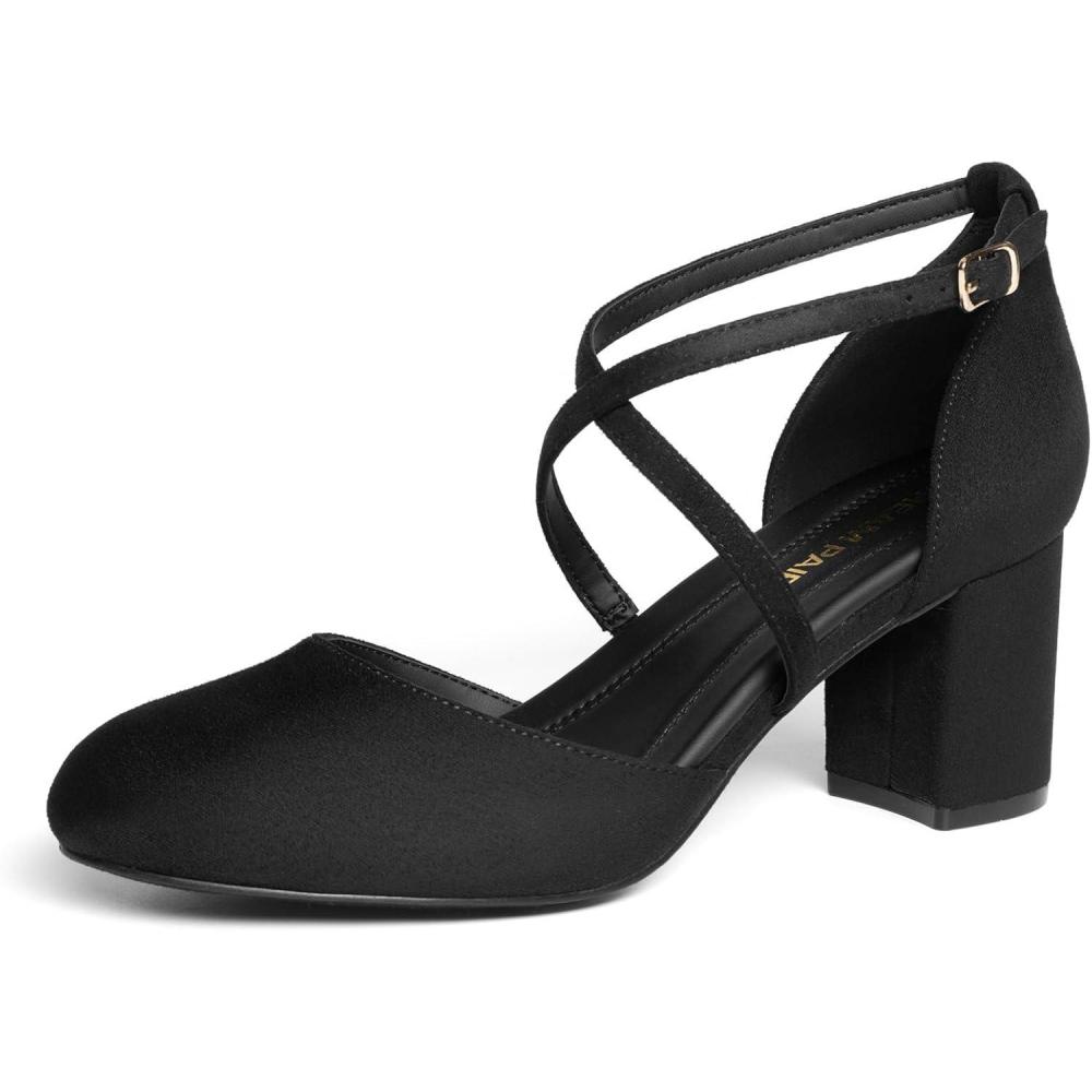 image:imageDREAM PAIRS Escarpins Femme Petit Talon Chaussures lgantes et Confortables Womens Pumps pour Travail Mariage et SoireSude Noir